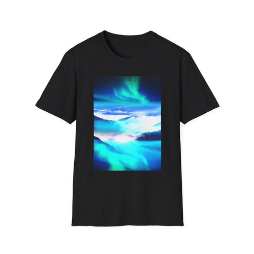 Starry Mountain Sky Graphic Tee - Aurora Borealis Shirt