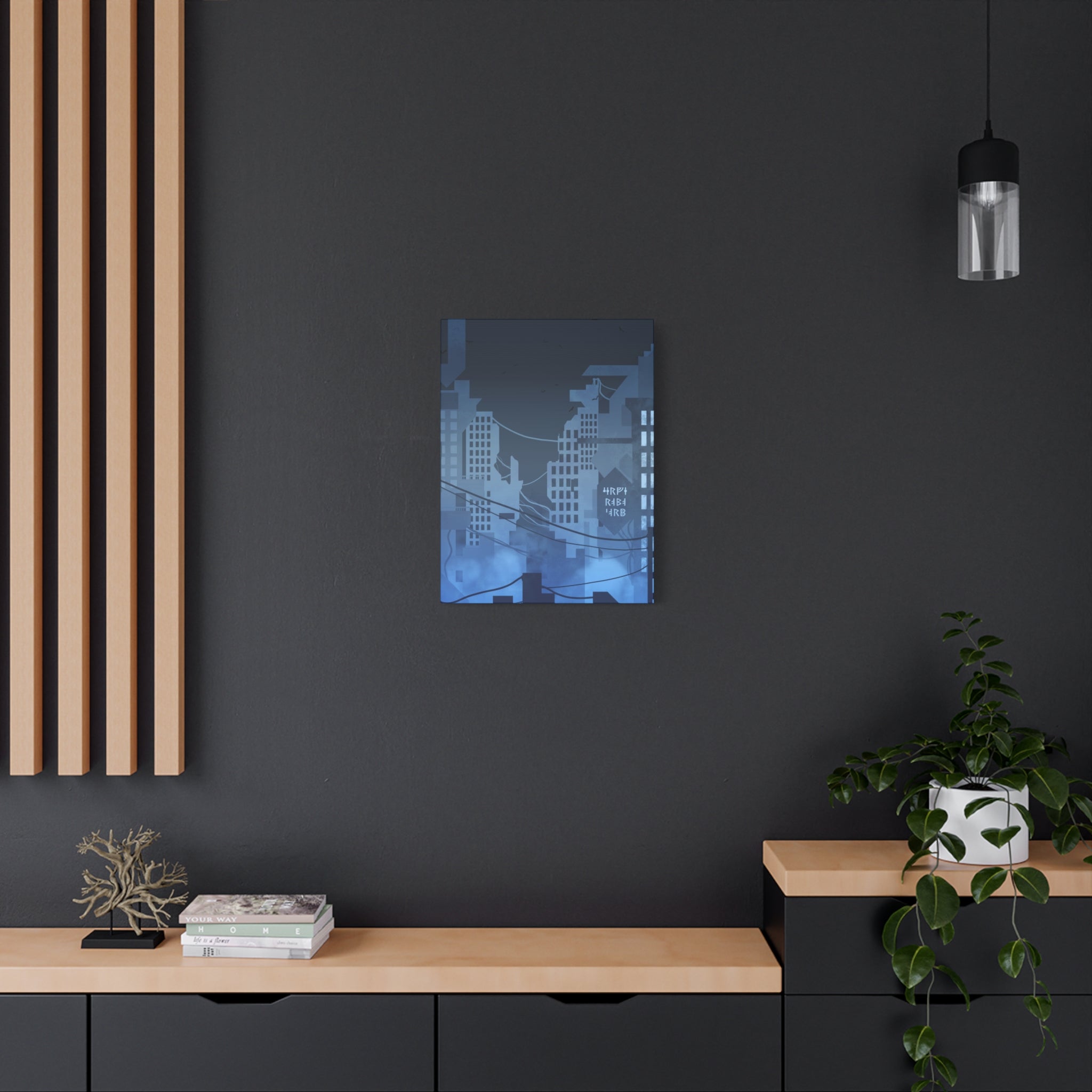City Lights Canvas Wall Art - Neon Cyberpunk Cityscape Decor