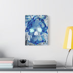 Blue Flame Skull Gothic Canvas Art - Edgy Fire Skeleton Decor