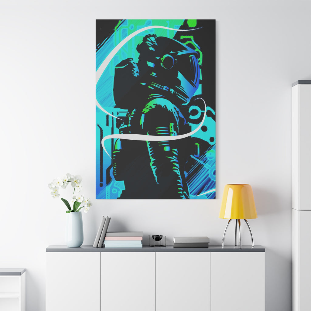 Grunge Paint Blast Canvas Wall Art - Abstract Graffiti Astronaut Decor