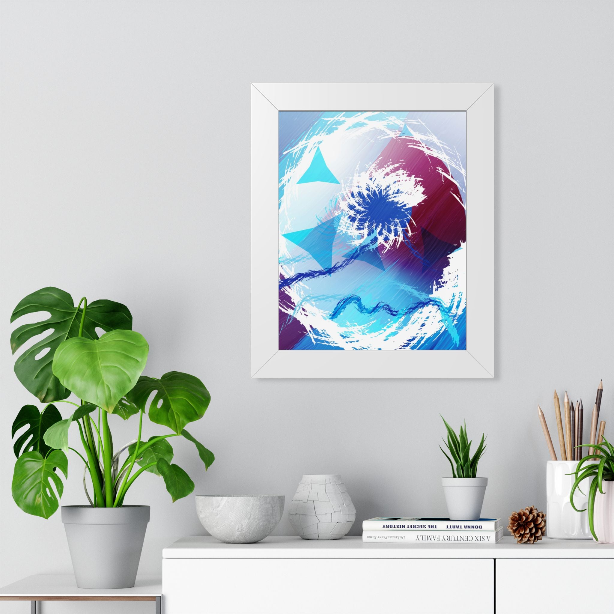 Geometry Portal Framed Poster - Modern Abstract Sci-Fi Wall Art