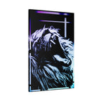 CRT Lion Retro Wave Canvas Art - 80s Vaporwave Neon Decor