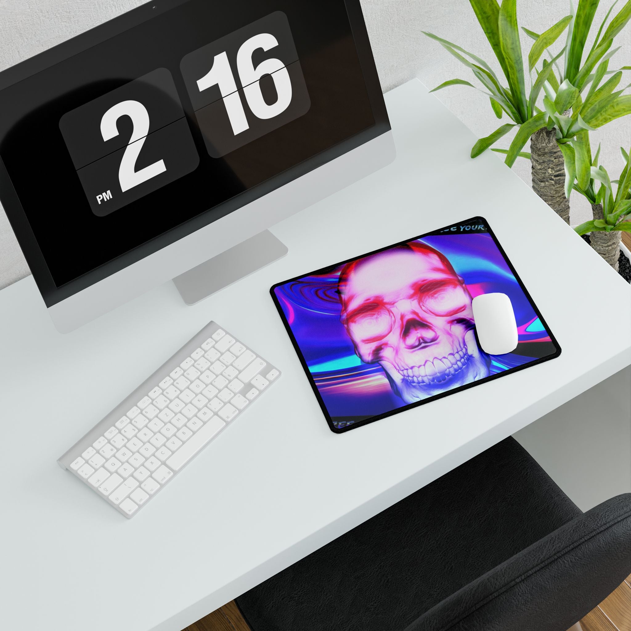 Free Your Mind Mouse Pad - Psychedelic Skull Desk Mat
