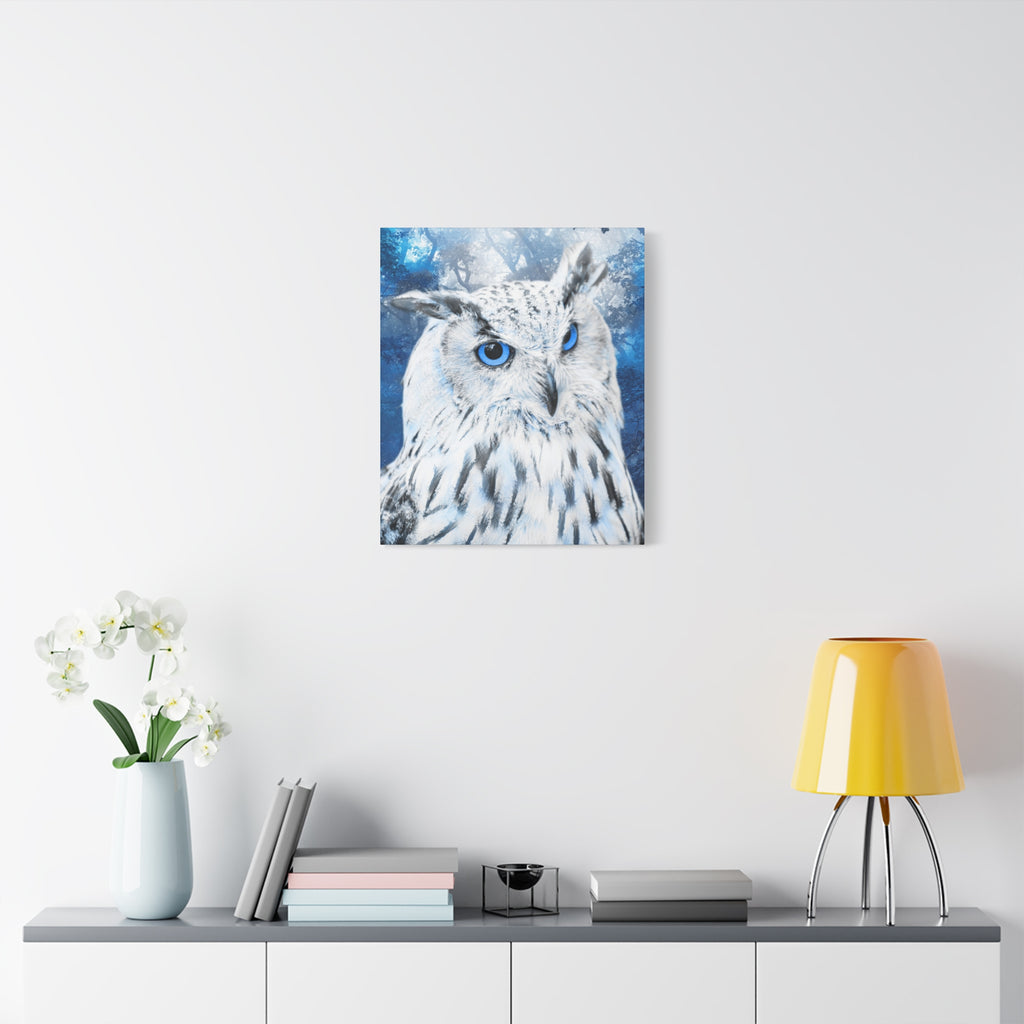 Frost Owl Canvas Wall Art - Winter Animal Fantasy Nature Decor