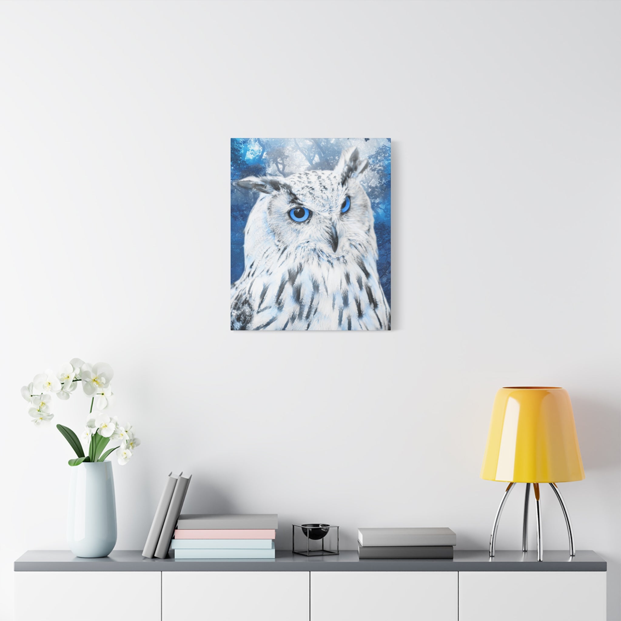 Frost Owl Canvas Wall Art - Winter Animal Fantasy Nature Decor