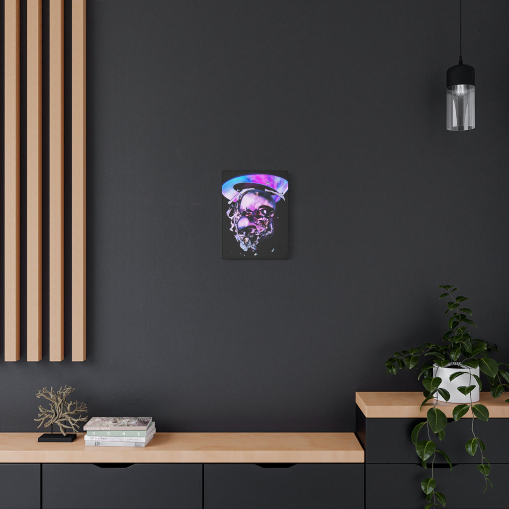 Melted Skeleton Skulls Canvas Wall Art - Gothic Cosmic Skull Decor