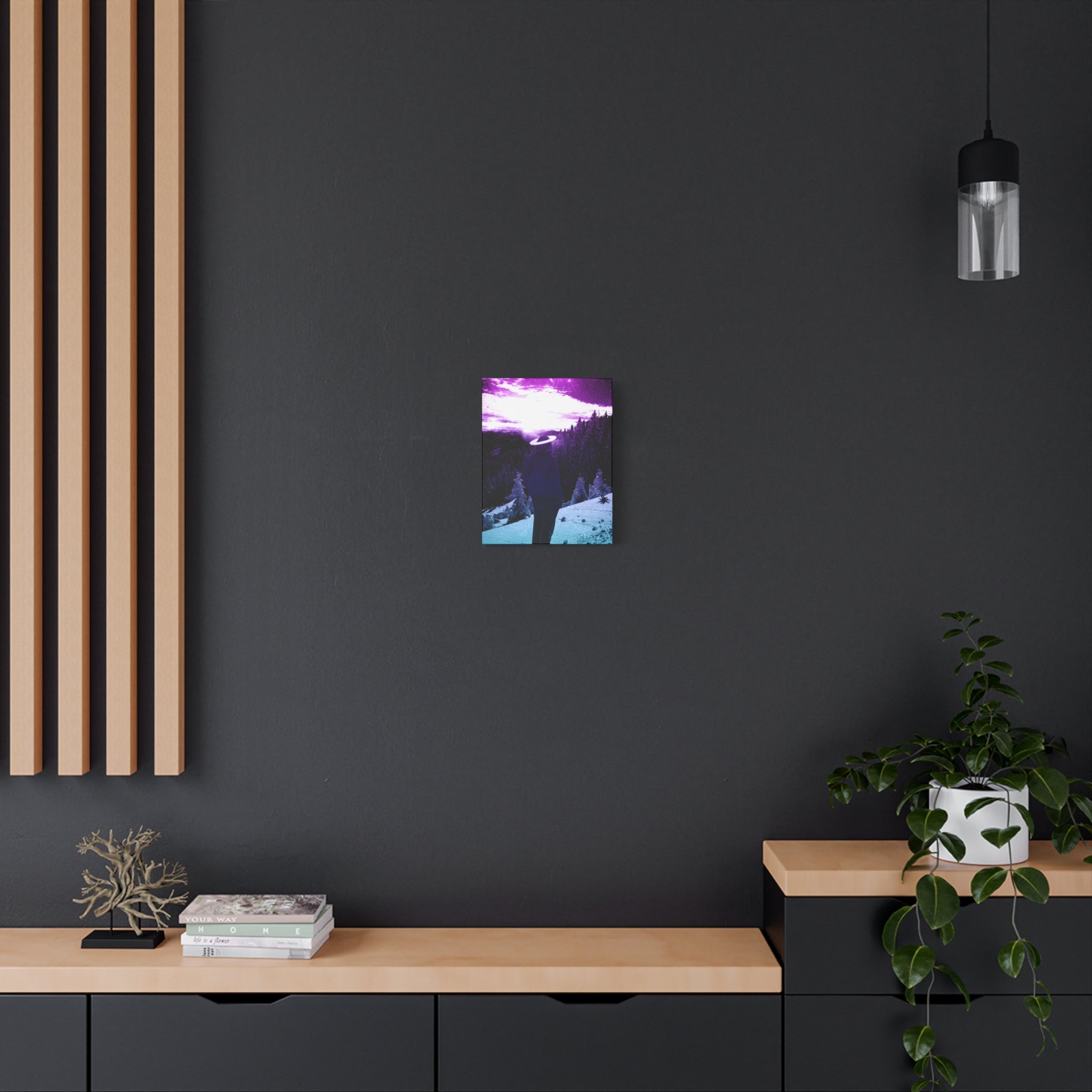 Winter Aurora Light Snowy Forest Canvas Art | Northern Lights Arctic Landscape Wall Decor