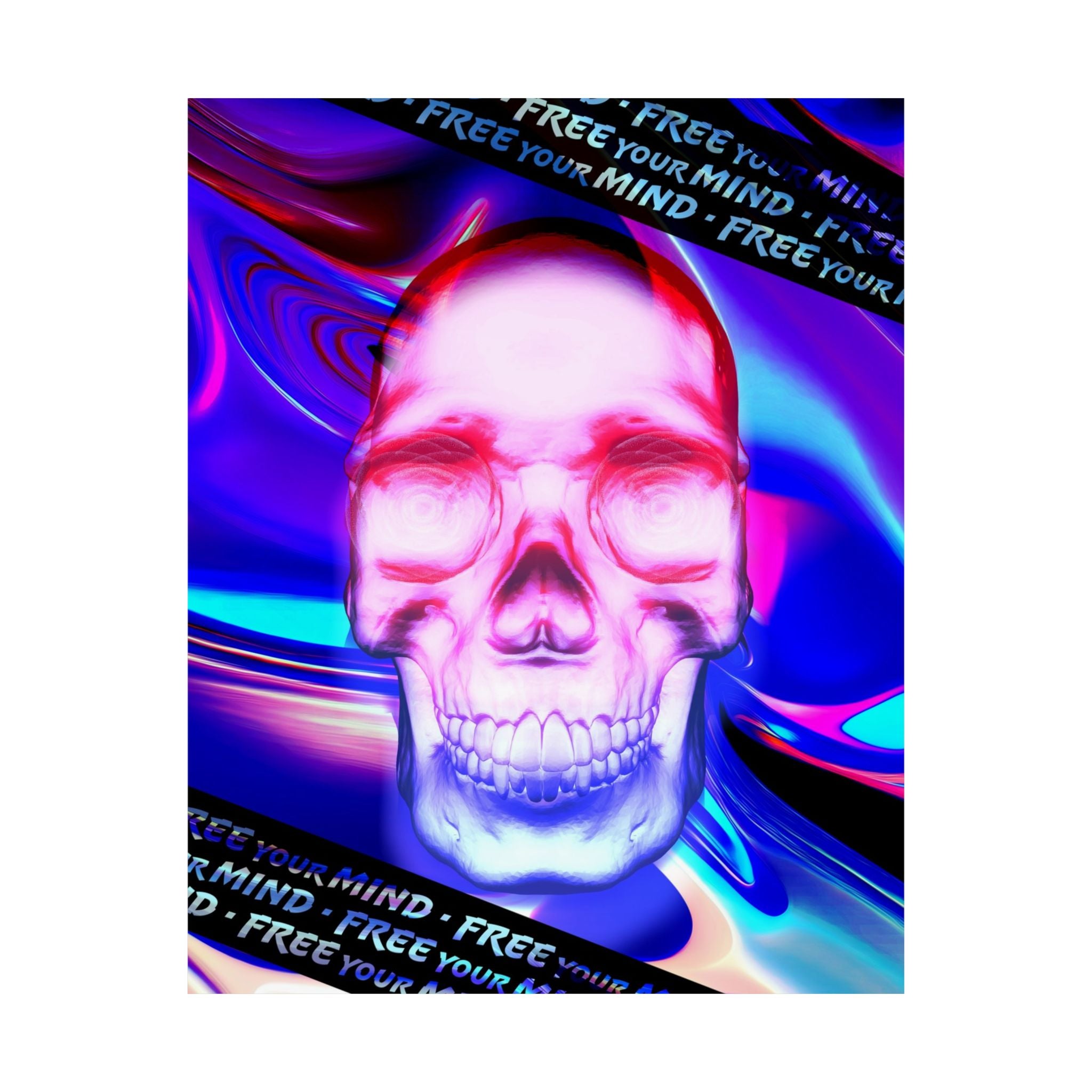 Free Your Mind Skull Poster - Psychedelic Skeleton Art Print