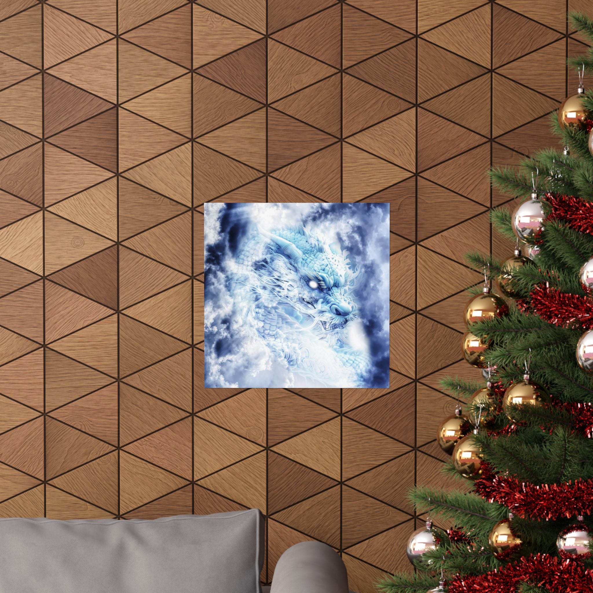 Blue Sky Dragon Poster - Celestial Cloud Dragon Art Print