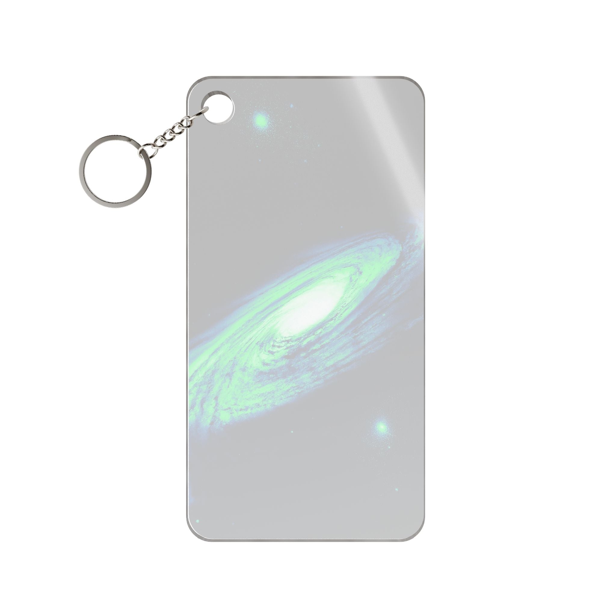 Vaporwave Green and Blue Spiral Galaxy Acrylic Charm Keychain