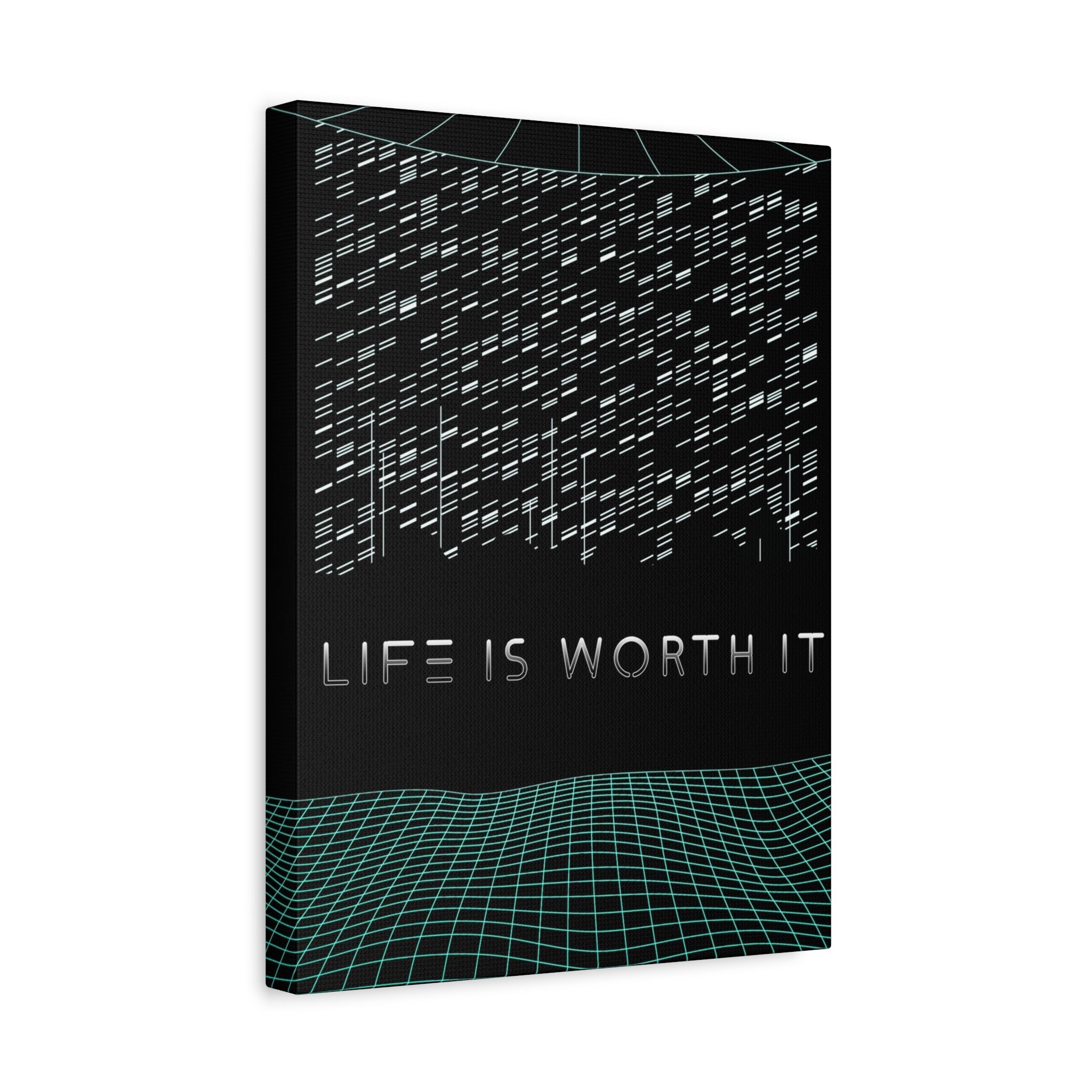Life Is Worth It Canvas Wall Art - Abstract Symbolic Cyber Decor