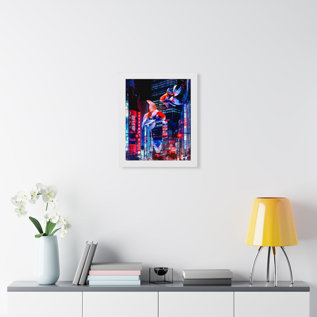 Japanese City Punk FX.2 Koi Attack Poster - Neon Urban Fantasy Art