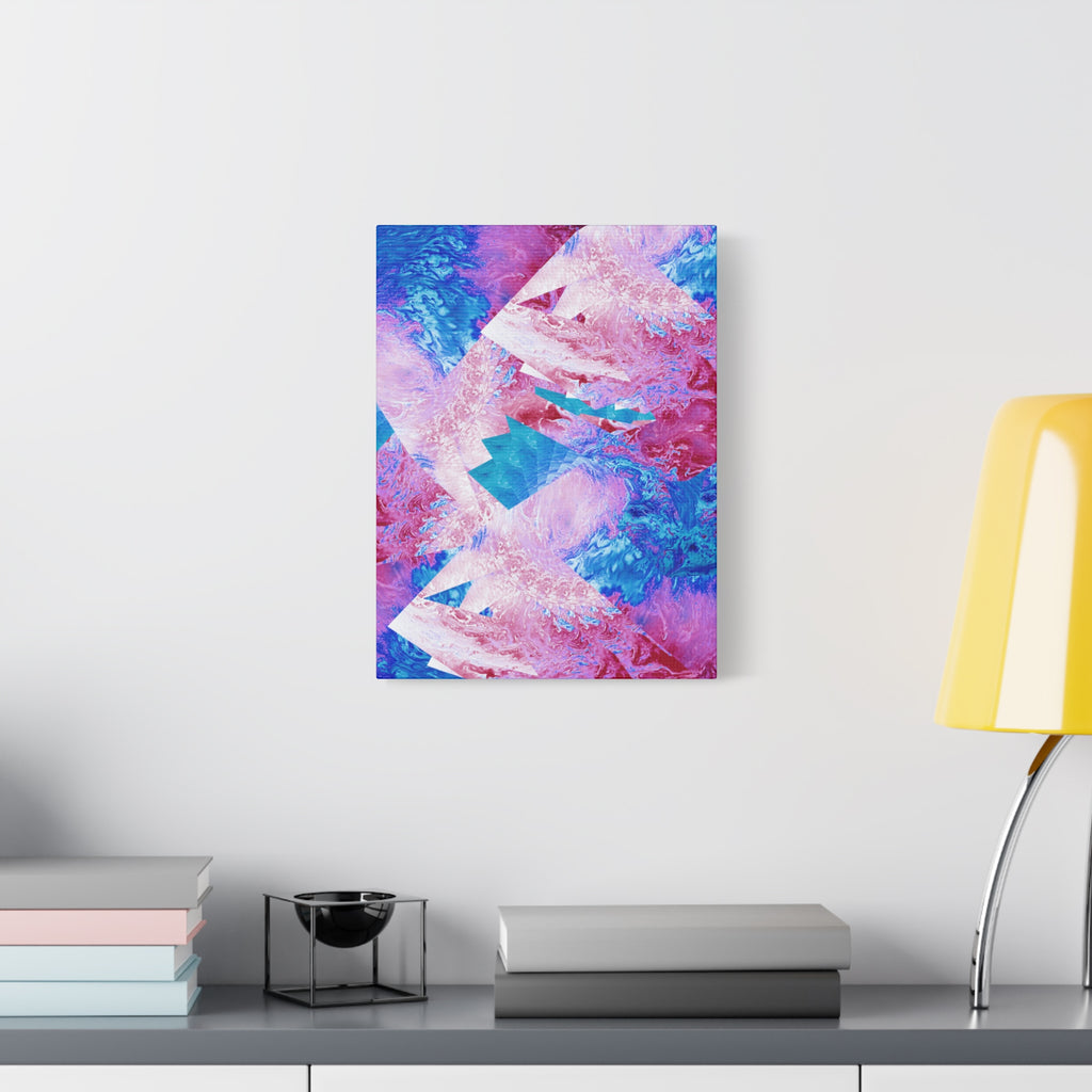 Trippy Pink and Blue Fractal Canvas Art | Surreal Abstract Sacred Geometry Wall Decor
