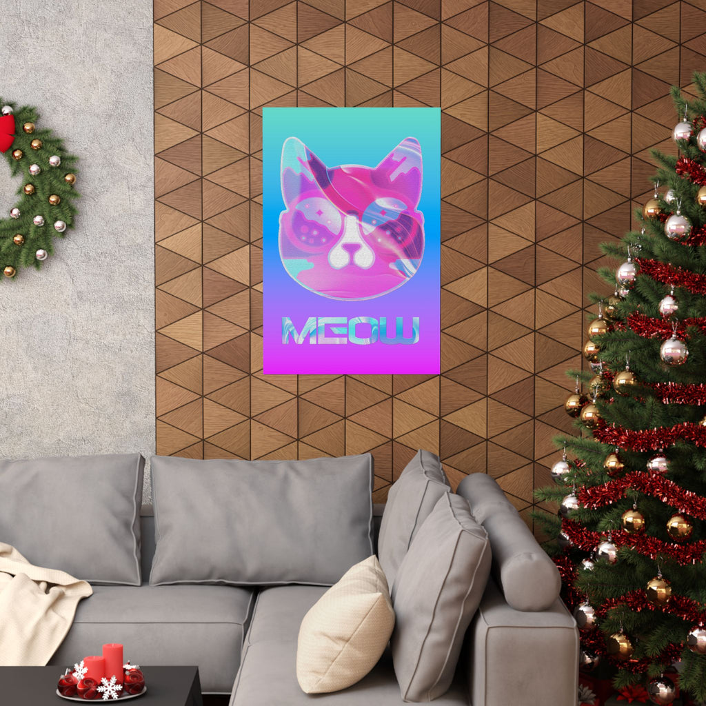 Lofi Cat Meow Poster - Retro Anime Aesthetic Art Print