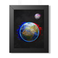 Earth Glitched Framed Poster - Digital Glitch Space Wall Art