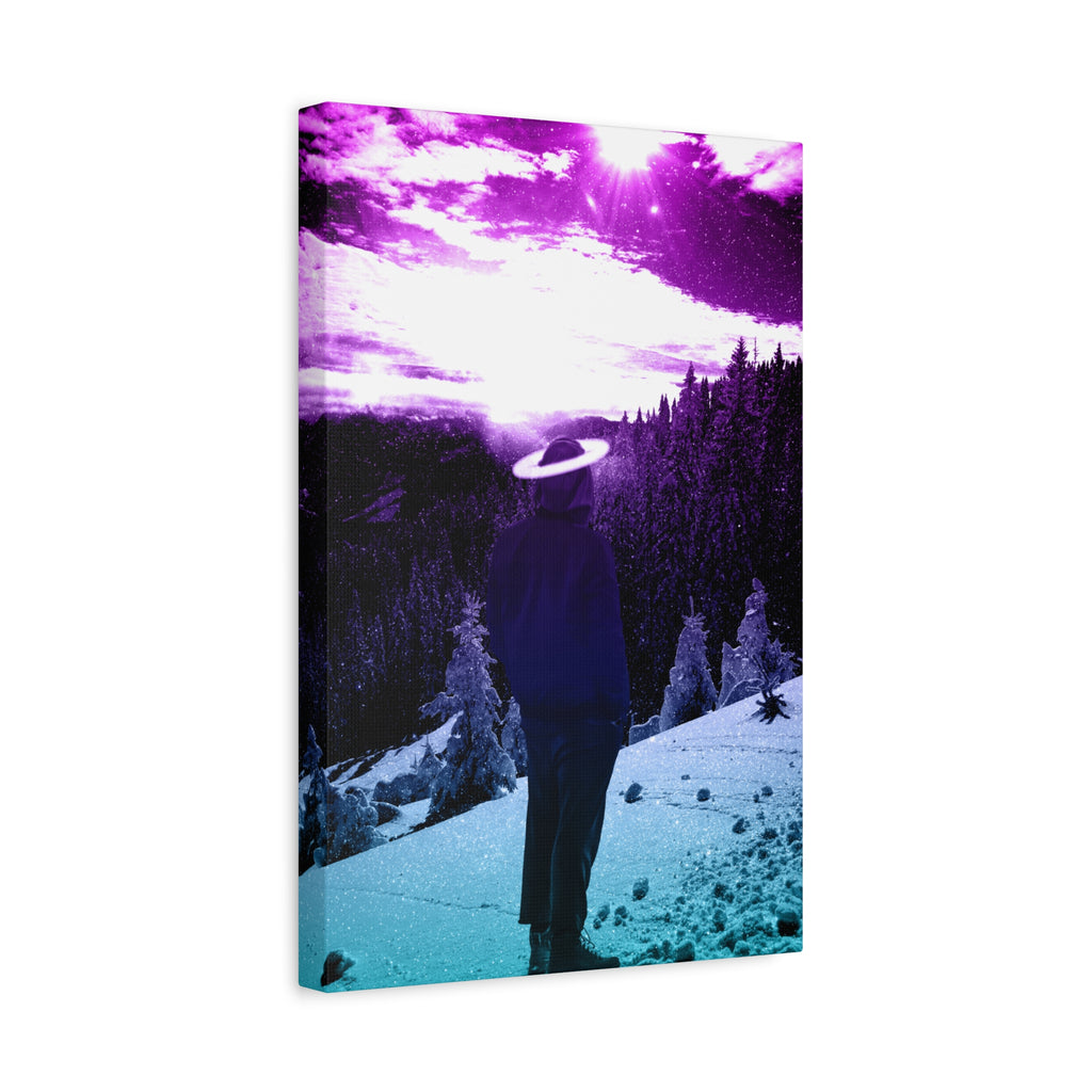 Winter Aurora Light Snowy Forest Canvas Art | Northern Lights Arctic Landscape Wall Decor