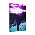 Winter Aurora Light Snowy Forest Canvas Art | Northern Lights Arctic Landscape Wall Decor