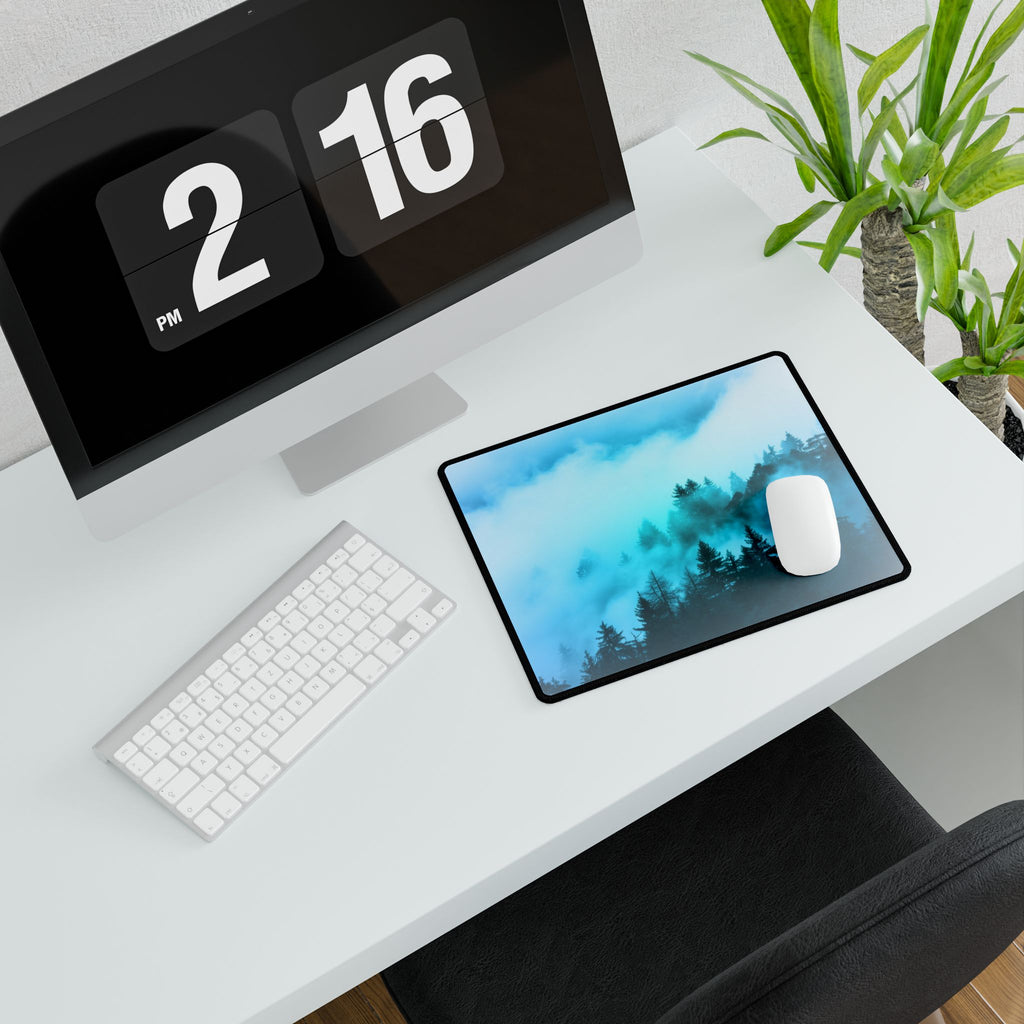 Misty Blue Mountain Fog Mouse Pad - Landscape Desk Mat