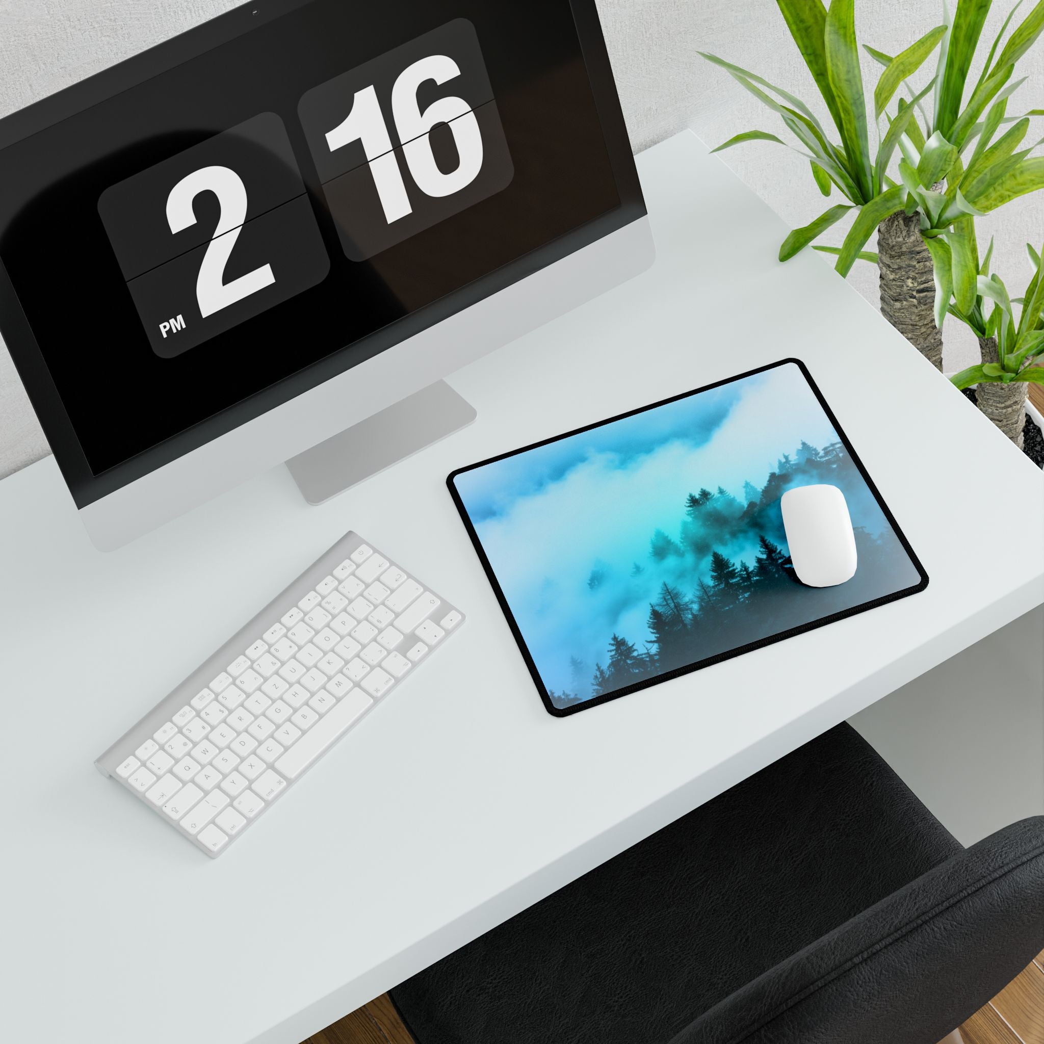 Misty Blue Mountain Fog Mouse Pad - Landscape Desk Mat