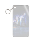 Space Cityscape on the Shore Keychain - Neon Sci-Fi Coast Acrylic Charm