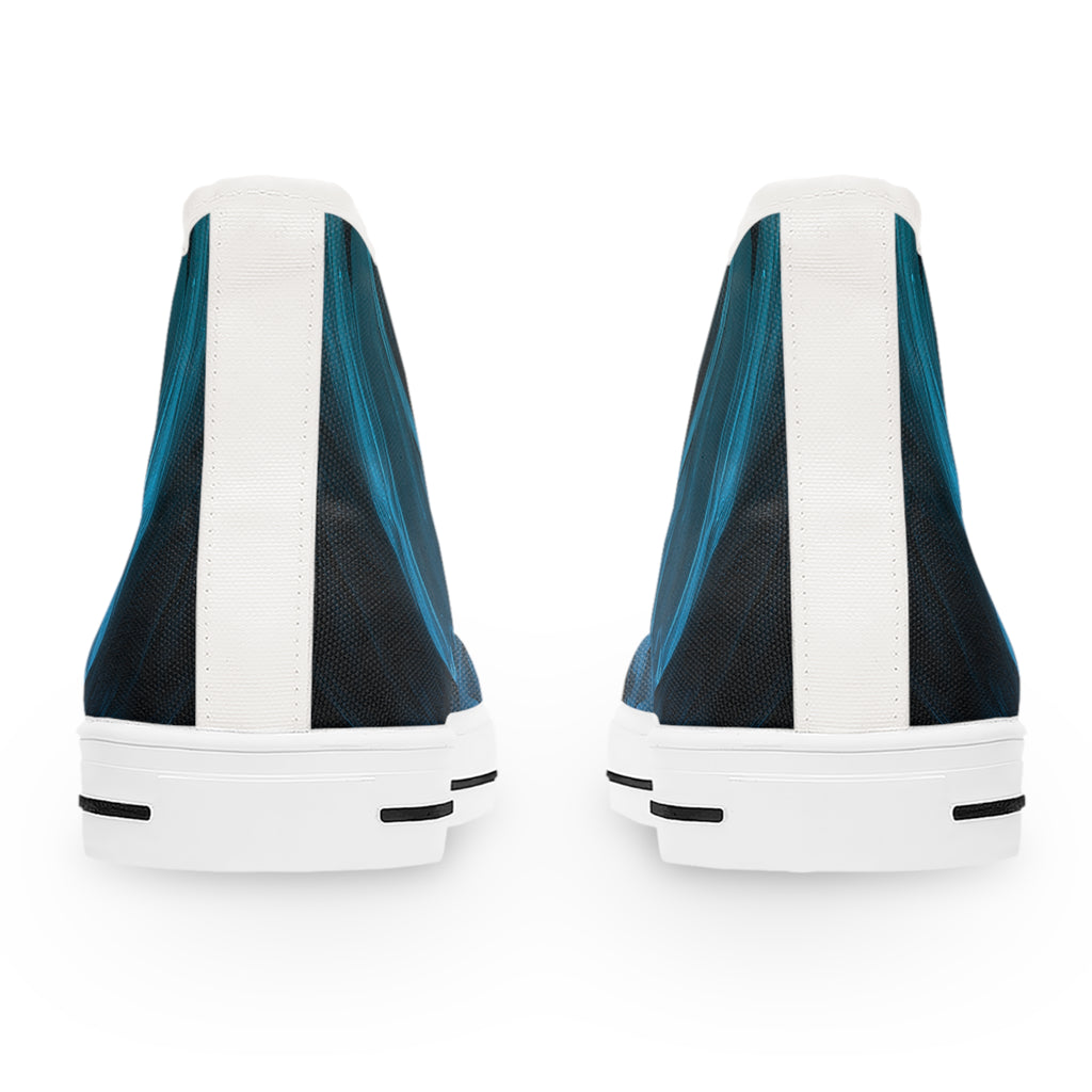 Paint Flow Blue Abstract Wave High-Top Sneakers - Teal Ocean Art
