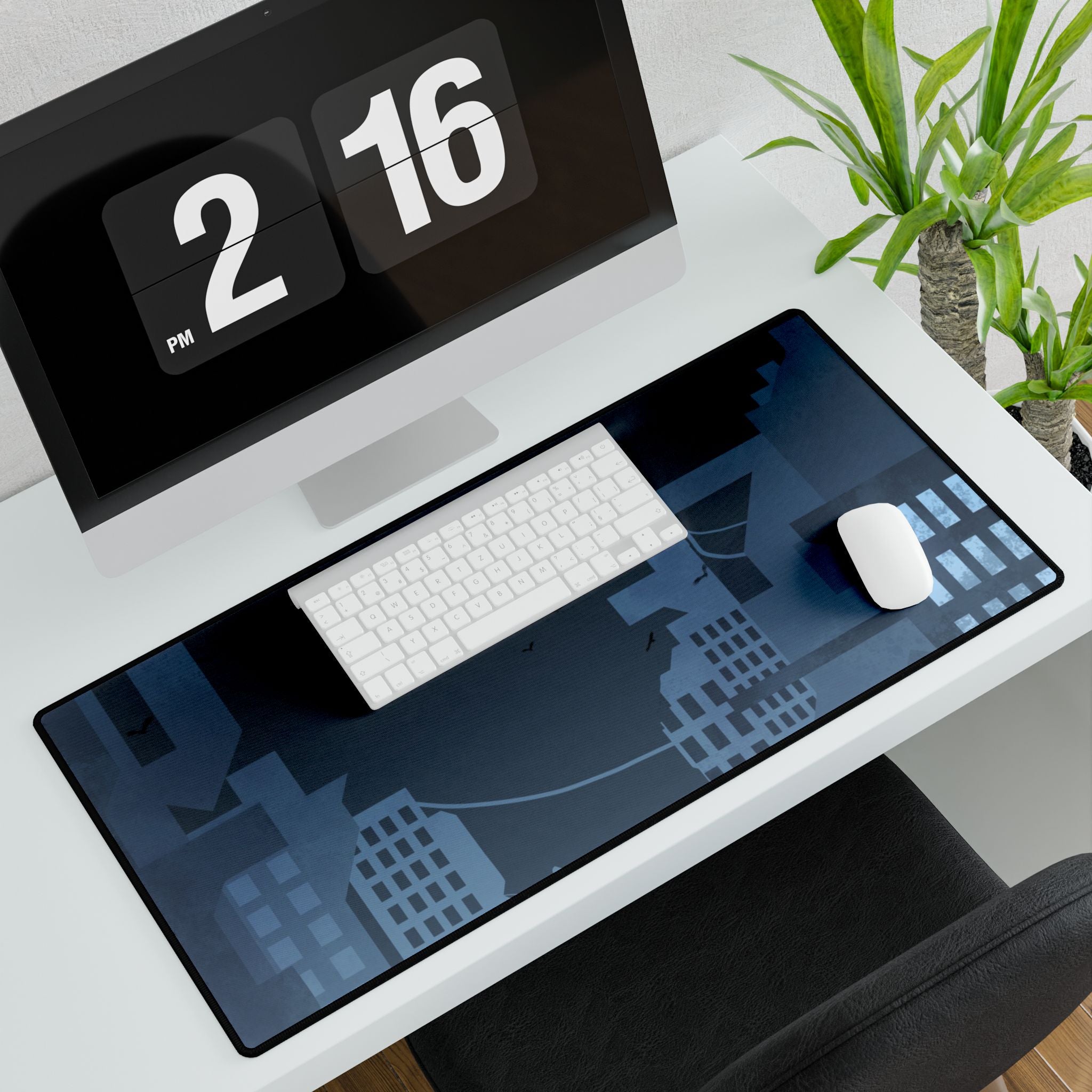 Vibrant City Lights Nightscape Gaming Desk Mat