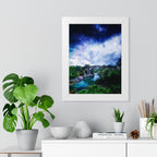 Enchanted Forest Poster - Starry Bridge River Fantasy Art Print
