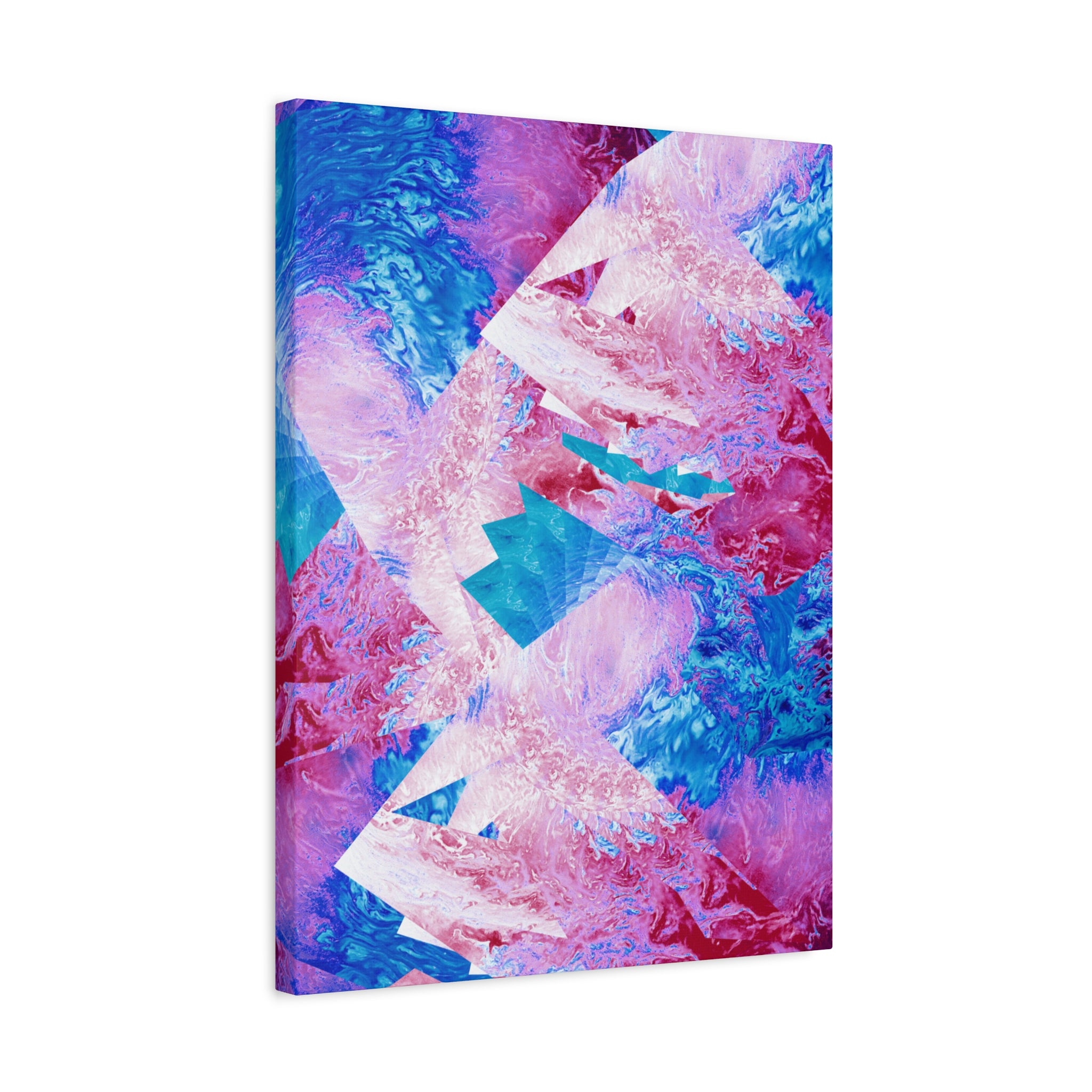 Trippy Pink and Blue Fractal Canvas Art | Surreal Abstract Sacred Geometry Wall Decor