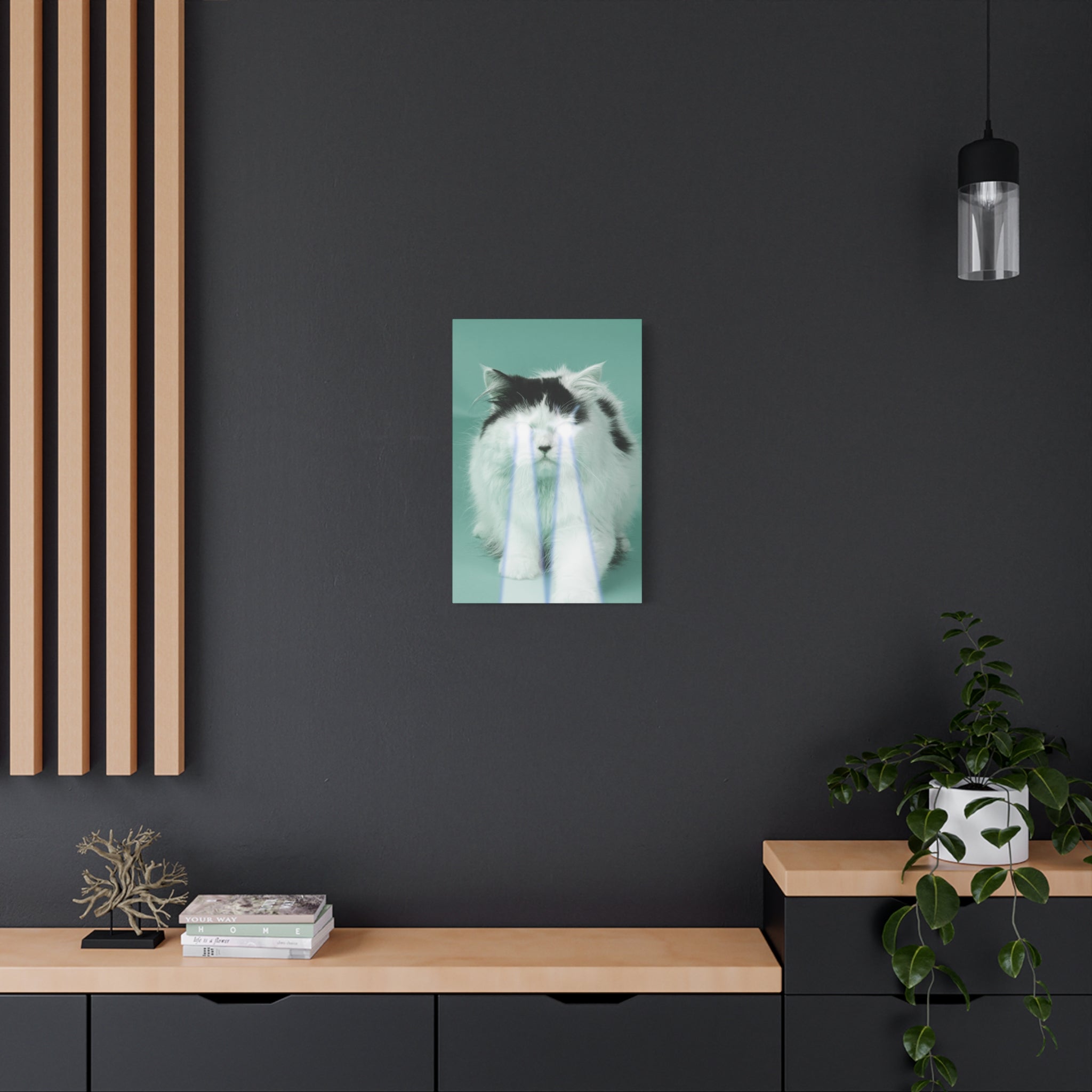 Laser Cat Canvas Wall Art - Funny Sci-Fi Space Feline Decor