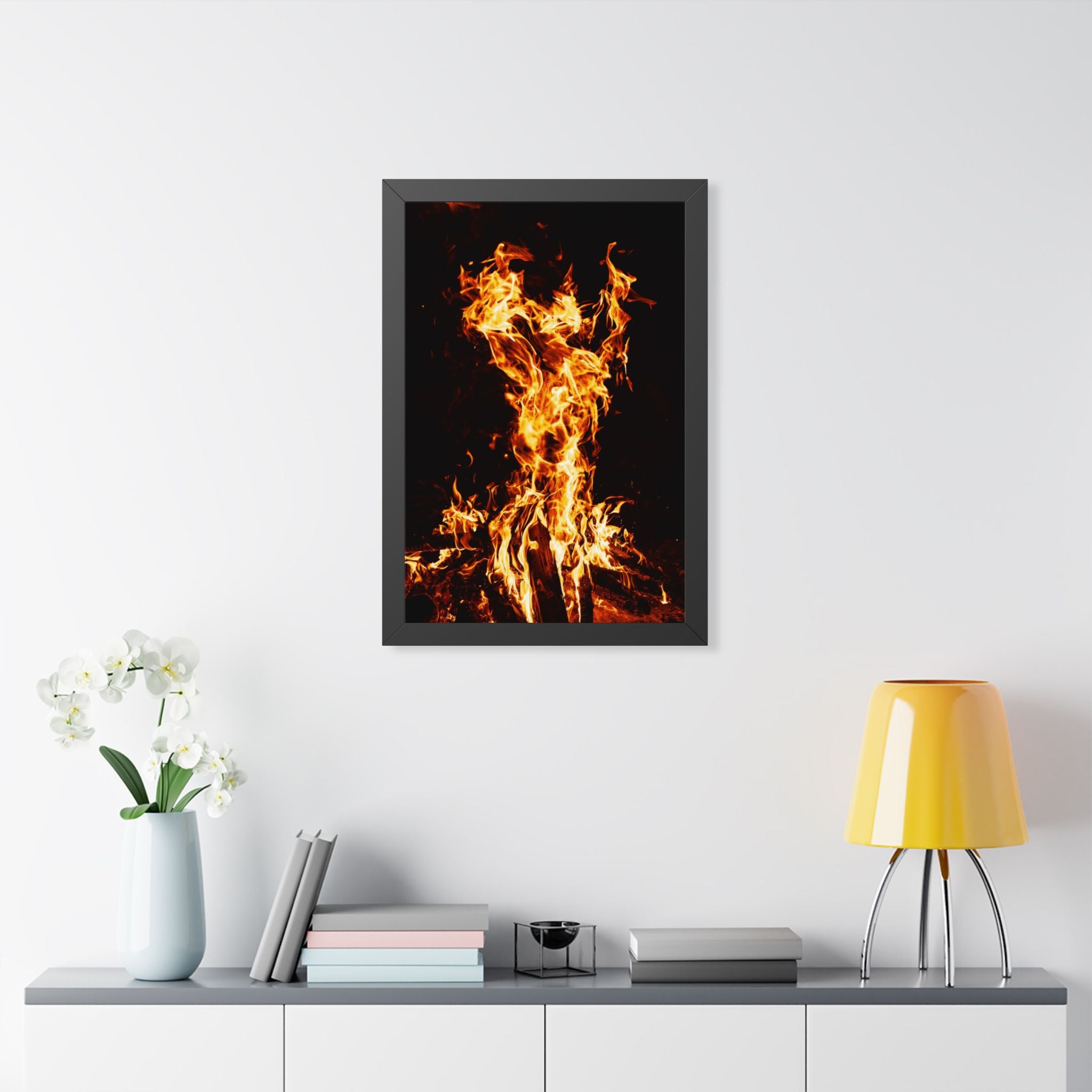 Phoenix Fire Framed Poster - Mythical Fire Bird Wall Art