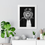 Lion in a Suit Framed Poster - Majestic Business Animal Wall Art