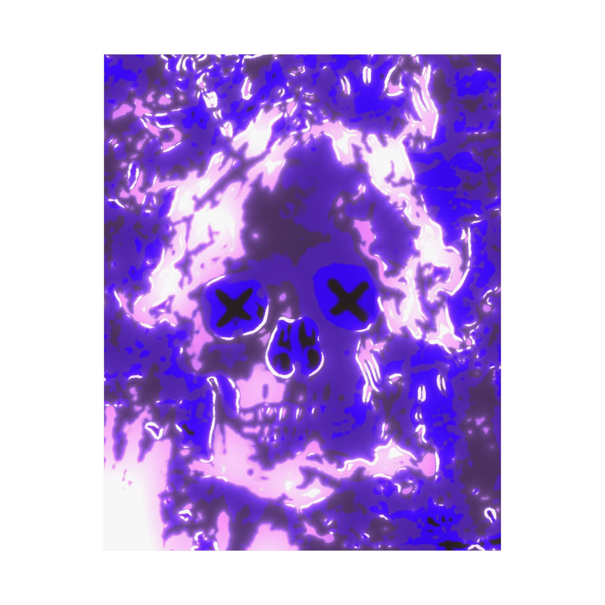 Vaporwaave Neon Skull Matte Poster Print