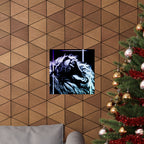 CRT Lion Retro Wave Poster - 80s Synthwave Neon Art Print