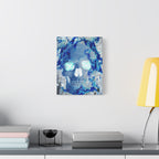 Blue Flame Skull Canvas Wall Art - Gothic Dark Fantasy Decor