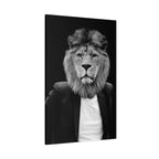Lion in a Suit Canvas Wall Art - Modern Quirky Animal Portrait