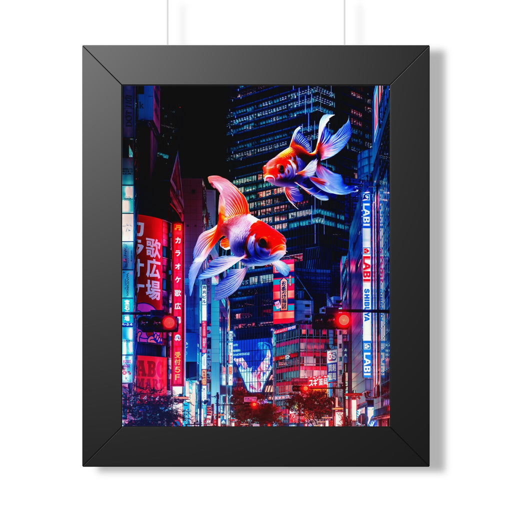 Japanese City Punk FX.2 Koi Attack Poster - Neon Urban Fantasy Art