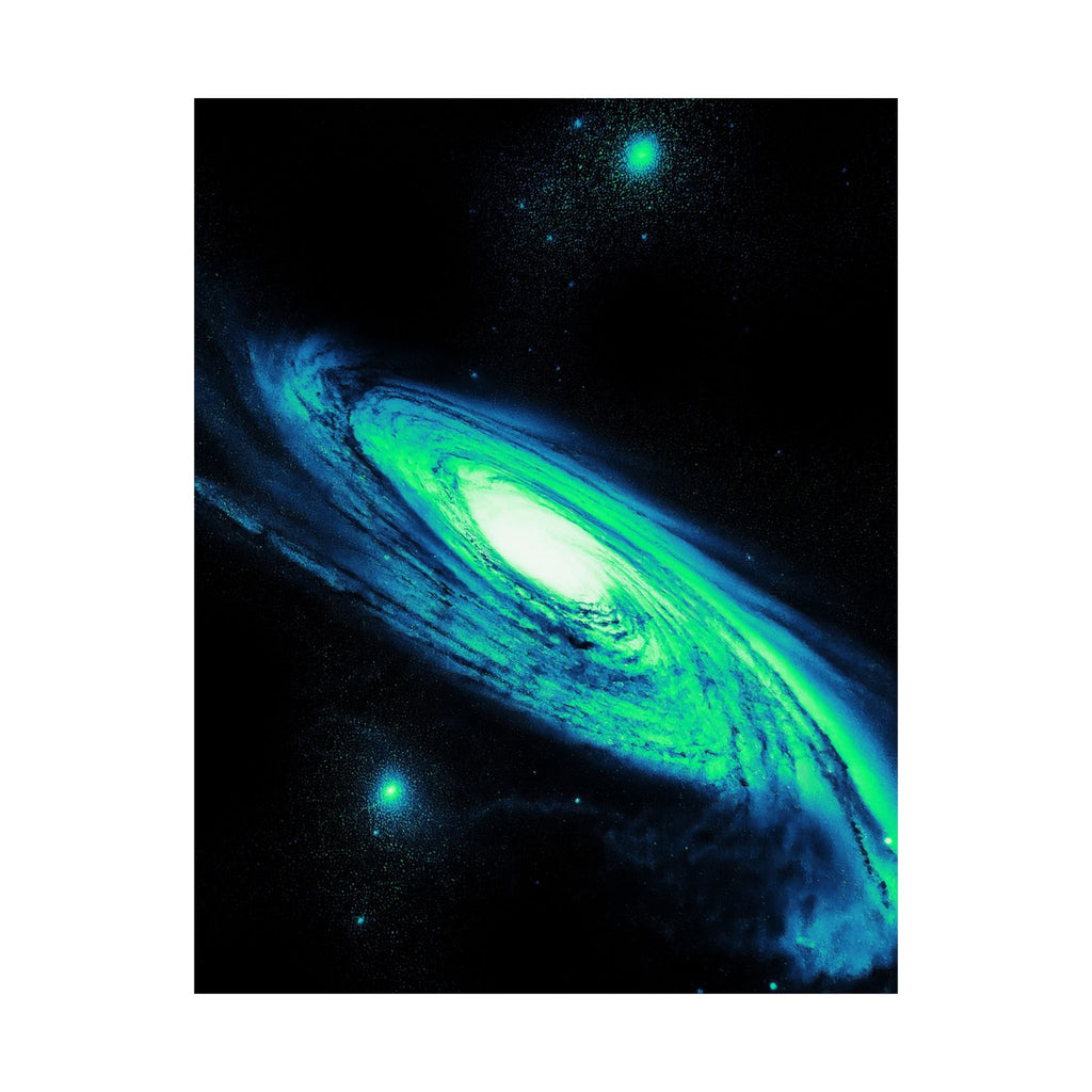Vaporwave Green and Blue Spiral Galaxy Matte Poster Print