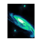 Vaporwave Green and Blue Spiral Galaxy Matte Poster Print