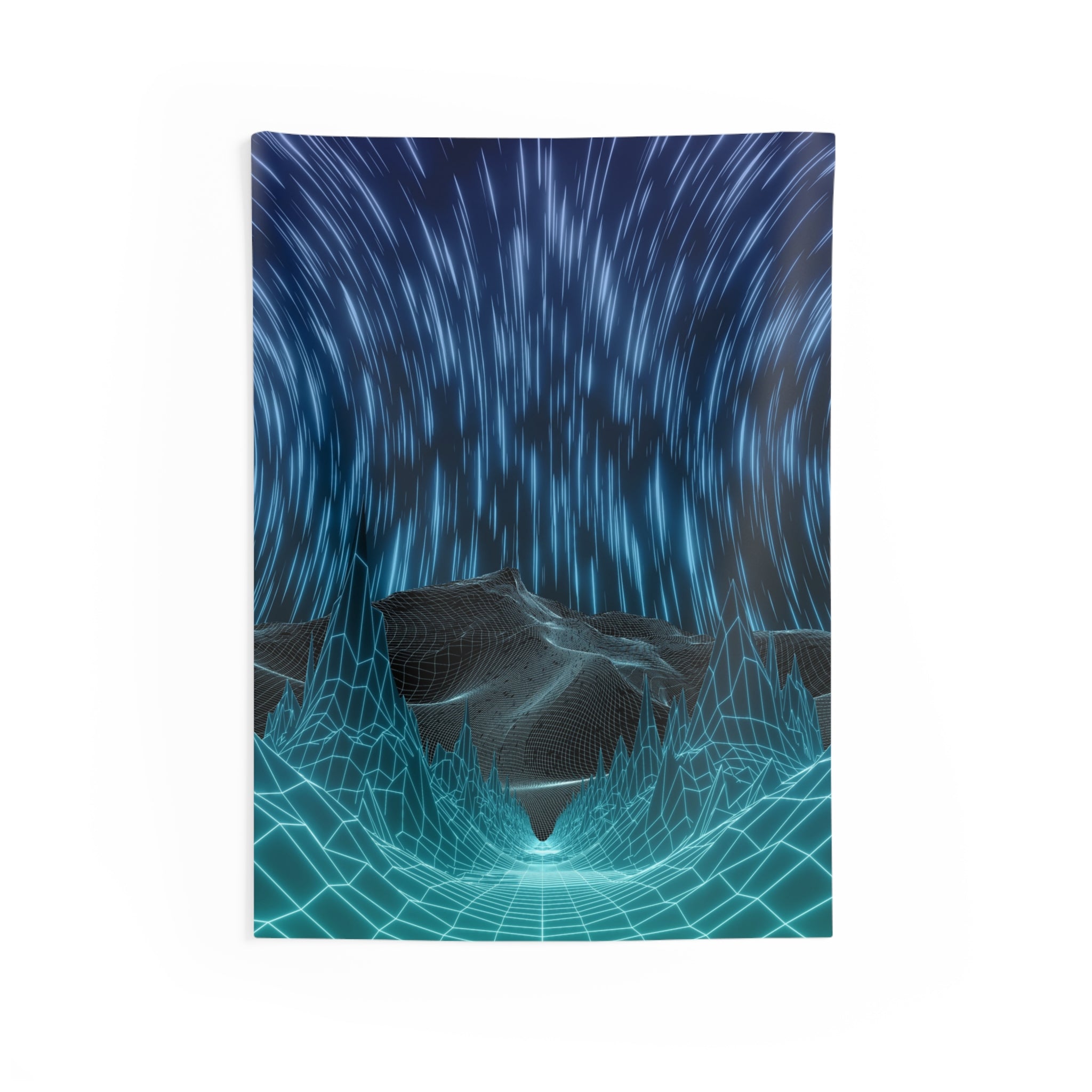 Cyber Wave Escape Tapestry - Synthwave Grid Wall Hanging