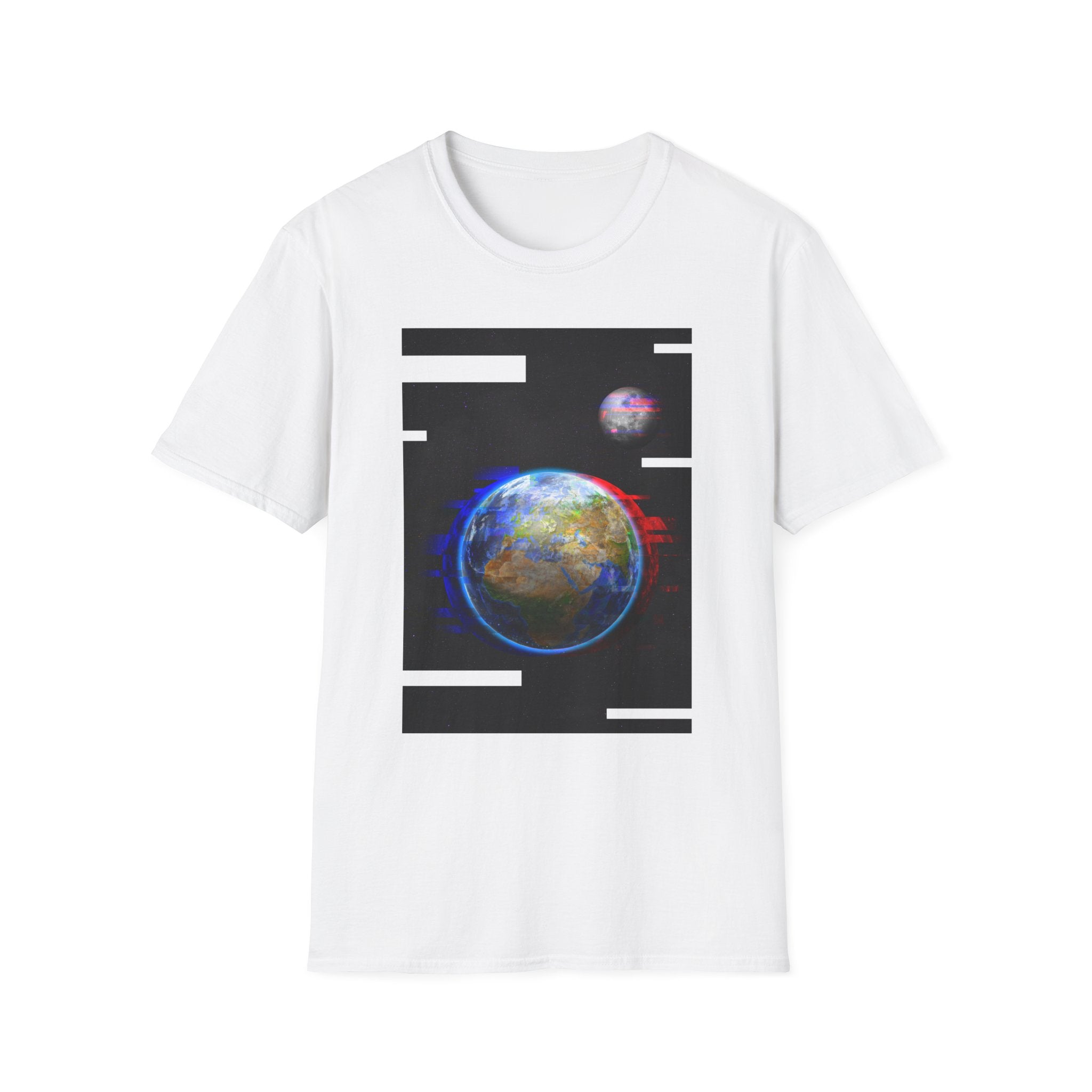 Earth Glitched Graphic Tee - Cosmic Glitch Art Shirt