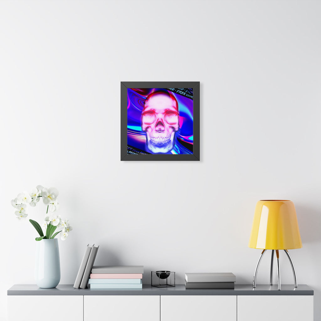 Free Your Mind Framed Poster - Psychedelic Skull Wall Art