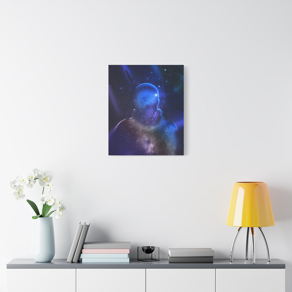 Figure in Space Canvas Wall Art - Cosmic Silhouette Decor