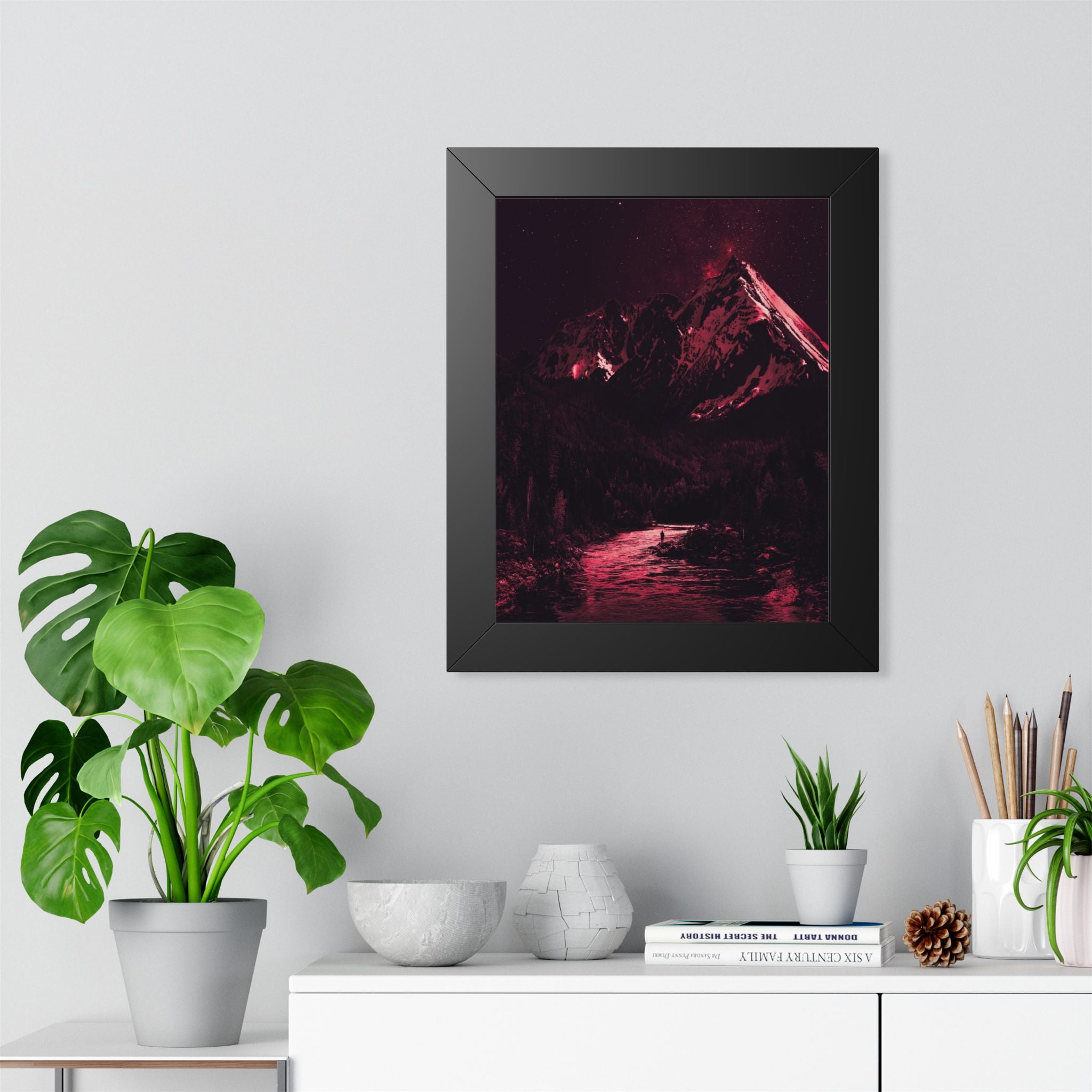 Red Mountain Lake Framed Poster - Nature Landscape Wall Art