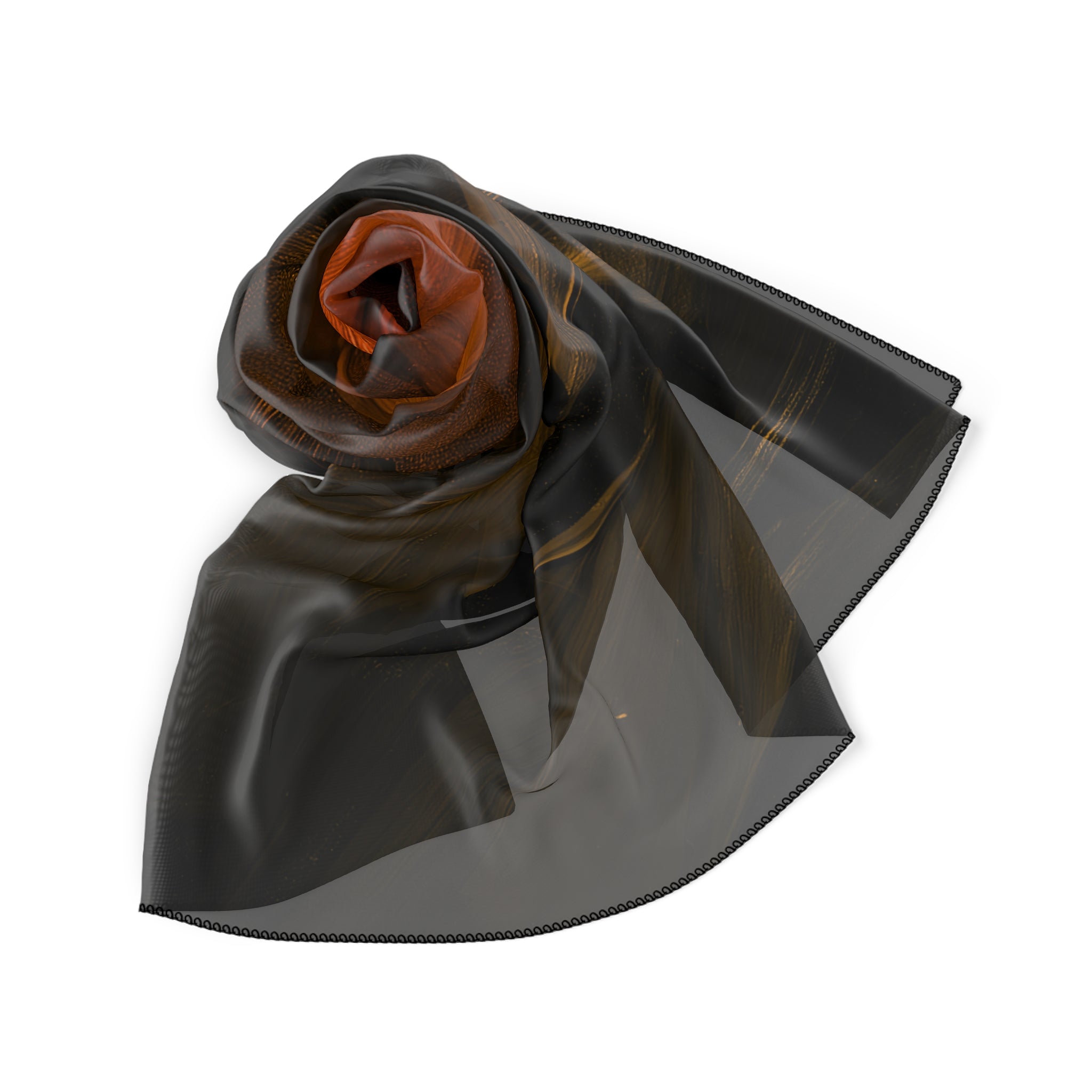 Fluid Black & Orange Scarf - Moody Abstract Ink Print Shawl