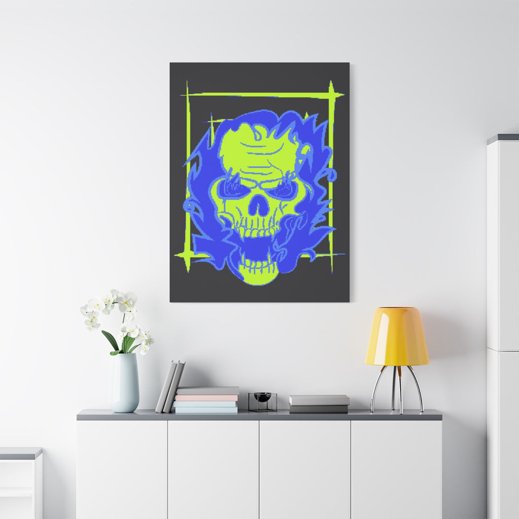 Skull of Mental Fire Canvas Wall Art - Psychedelic Gothic Decor
