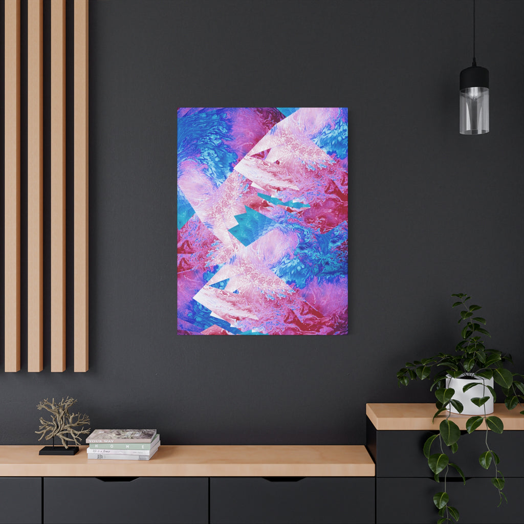 Trippy Pink and Blue Fractal Canvas Art | Surreal Abstract Sacred Geometry Wall Decor