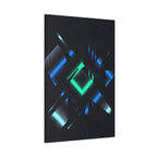 Abstract Techno Blue Canvas Wall Art - Digital Glitch Decor
