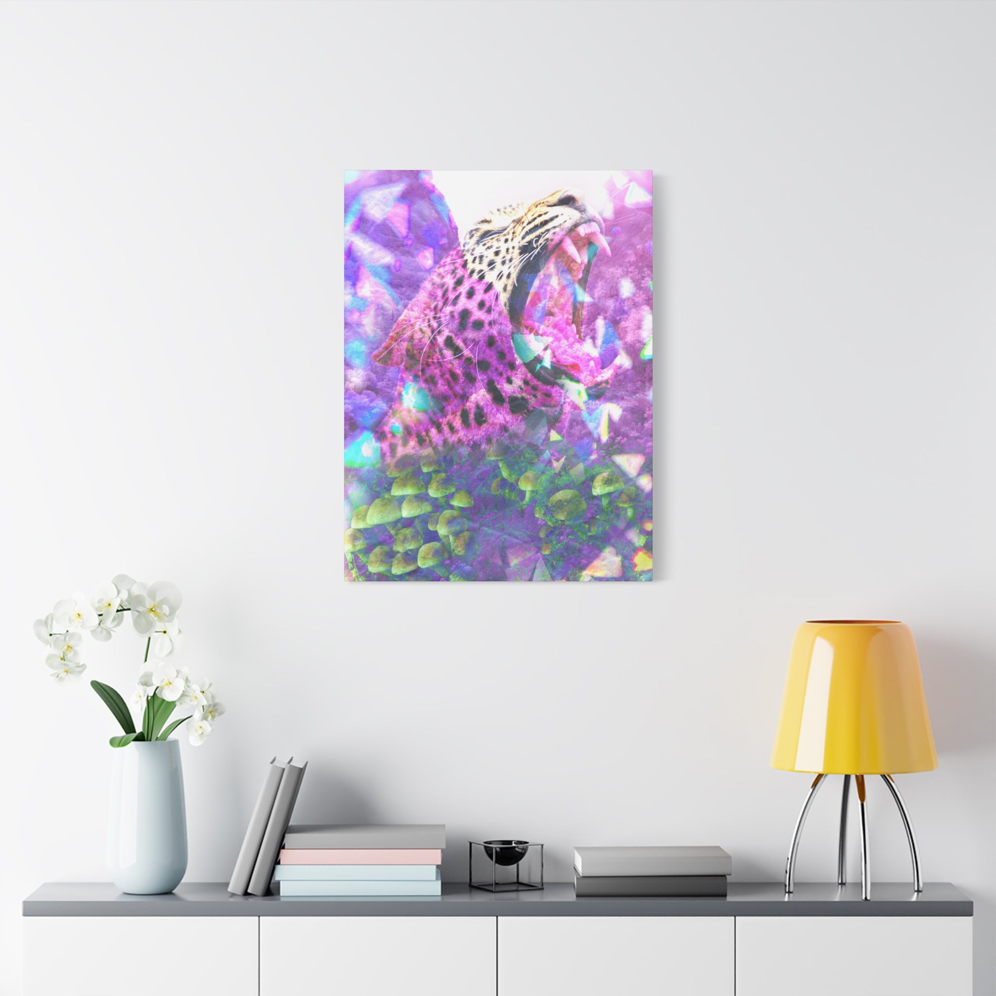Vibrant Roaring Leopard Matte Canvas Wall Art