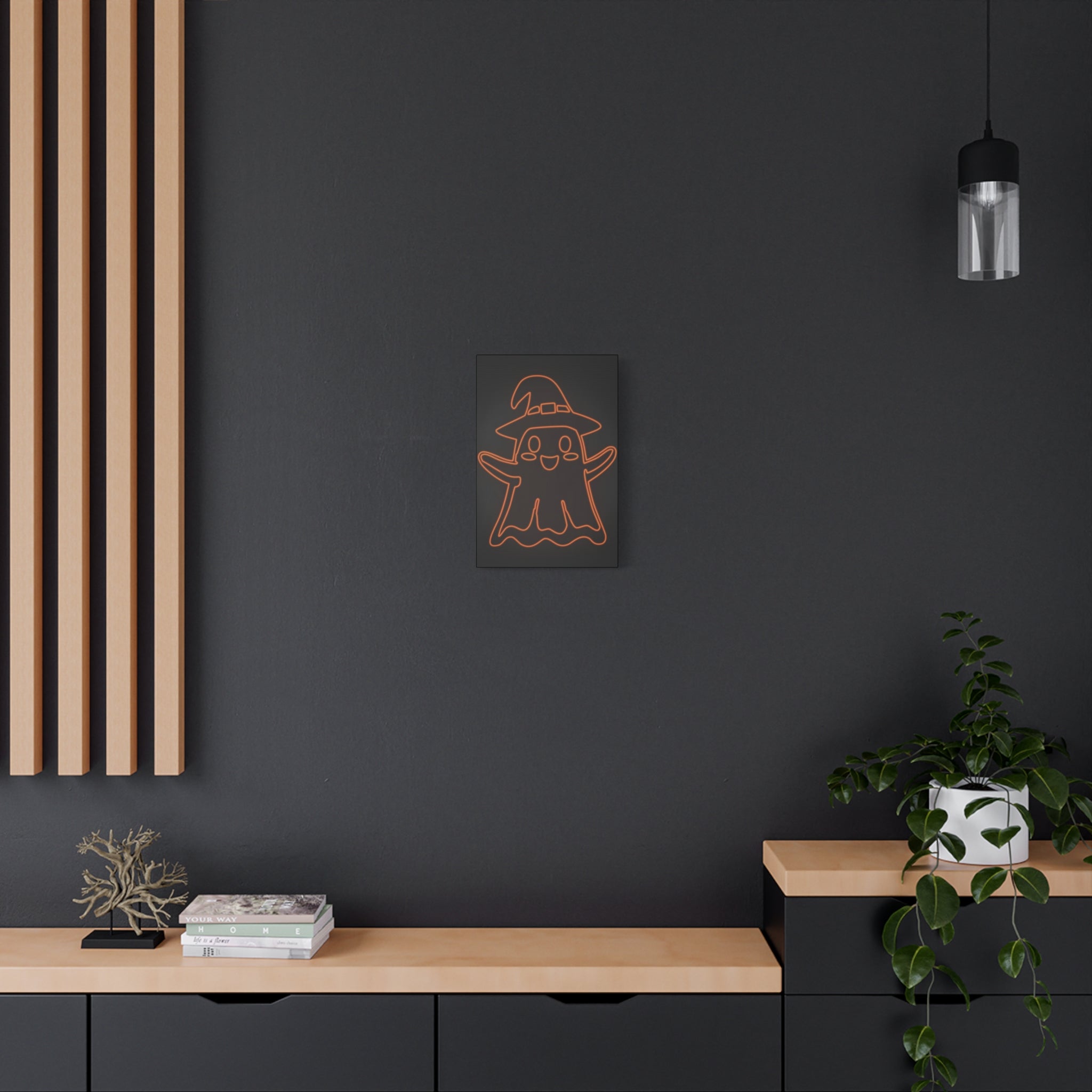 Cute Ghost Canvas Wall Art - Halloween Kids Room Decor