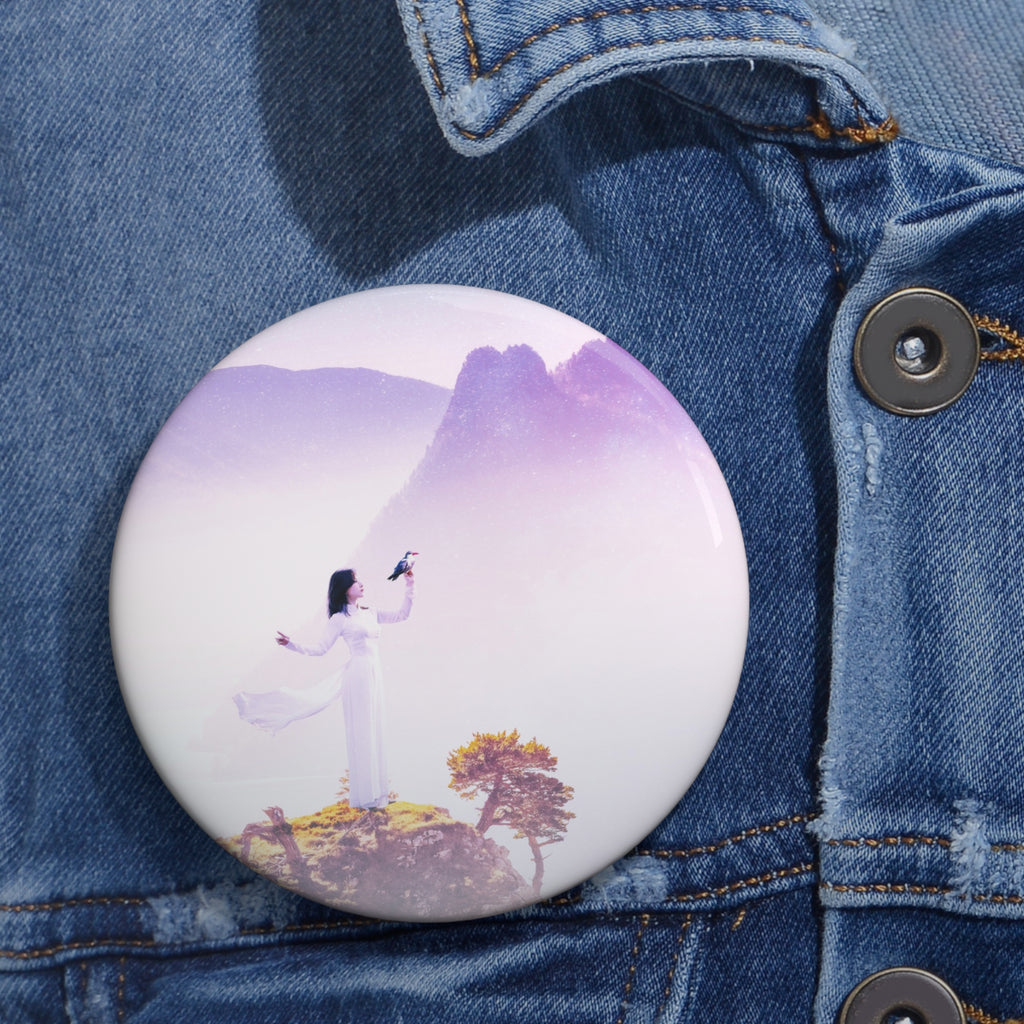 Mountain Spirit Pin - Fog Landscape Art Button